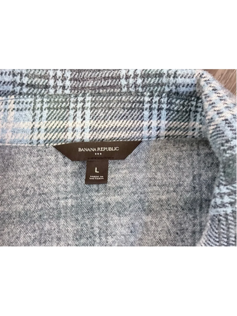 Banana Republic Men’s Plaid Shirt Jacket Large Blue Gray Button Front Shacket